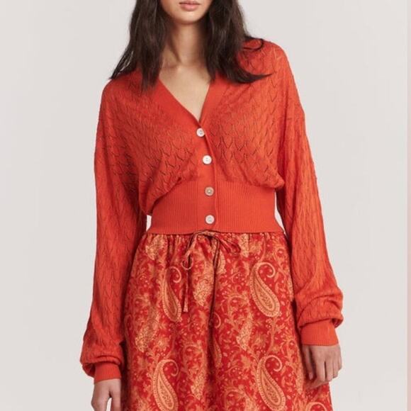 NWT * CHARLIE HOLIDAY Gisele Pointelle Cardigan - Size 2 - $114. - Picture 1 of 13